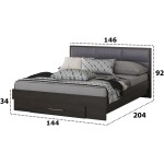 Pat Solano Wenge cu saltea, tablie tapitata gri, 140×200 cm - imagine 5