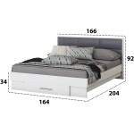 Dimensiuni Pat Solano, 160x200cm, lemn alb cu tablie tapitata gri