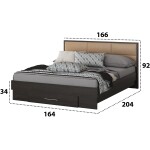 Dimensiuni Pat Solano, 160x200cm, lemn wenge cu tablie tapitata camel