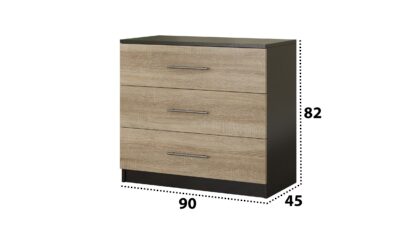 Dimensiuni comoda Beta, culoare wenge+sonoma, fundal alb