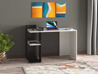 Birou Coral, alb / wenge, 122x56x75 cm