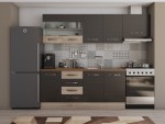 Bucatarie Alfa cu vitrina si blat termic nuc, wenge / sonoma, 240x210x60 cm - imagine 2