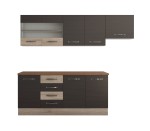 Bucatarie Alfa cu vitrina si blat termic nuc, wenge / sonoma, 240x210x60 cm - imagine 5