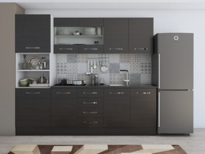 Bucatarie Alfa 240 cm, wenge, blat termic wenge, corp inalt cuptor - imagine 2