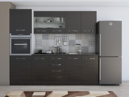 Bucatarie Alfa 240 cm, wenge, blat termic wenge, corp inalt cuptor - imagine 3