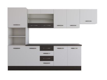 Bucatarie Alfa 300 cm, alb / wenge, blat termic wenge, corp inalt cuptor si corp hota - imagine 6