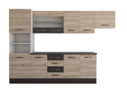 Bucatarie Alfa 300 cm, sonoma / wenge, blat termic wenge, corp inalt cuptor si corp hota - imagine 6