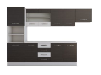 Bucatarie Alfa 300 cm, wenge / alb, blat termic alb, corp inalt cuptor si corp hota - imagine 6