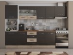 Bucatarie Alfa 300 cm, wenge / sonoma, blat termic nuc, corp inalt cuptor si corp hota - imagine 2