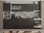 Bucatarie Alfa 300 cm, wenge, blat termic wenge, corp inalt cuptor si corp hota - imagine 2