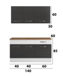 Bucatarie Sofia 140 cm, wenge / alb, blat termic nuc - imagine 4