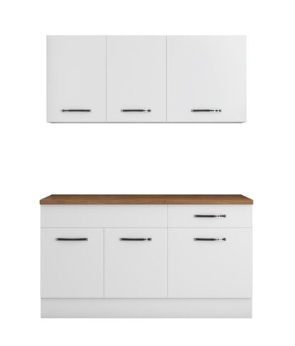 Bucatarie Sofia 140 cm, alb, blat termic nuc - imagine 5