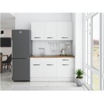 Bucatarie Sofia 140 cm, alb, blat termic nuc - imagine 2