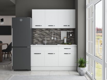 Bucatarie Sofia 140 cm, alb, blat termic alb - imagine 2