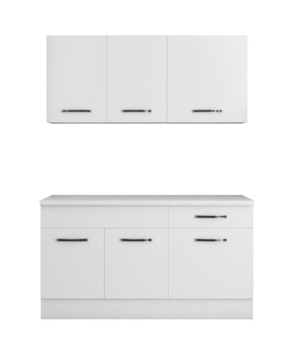 Bucatarie Sofia 140 cm, alb, blat termic alb - imagine 5
