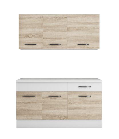 Bucatarie Sofia 140 cm, sonoma / alb, blat termic alb - imagine 5