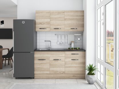 Bucatarie Sofia 140 cm, sonoma, blat termic wenge - imagine 2