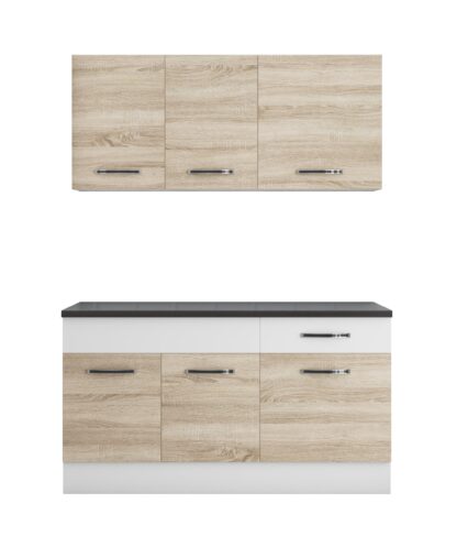 Bucatarie Sofia 140 cm, sonoma / alb, blat termic wenge - imagine 5