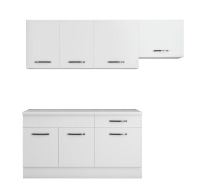 Bucatarie Sofia 200 cm, alb, blat termic alb, corp hota - imagine 5