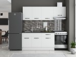 Bucatarie Sofia 200 cm, alb, blat termic wenge, corp hota - imagine 2