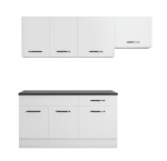 Bucatarie Sofia 200 cm, alb, blat termic wenge, corp hota - imagine 4