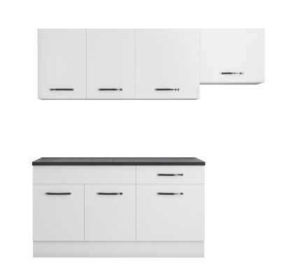 Bucatarie Sofia 200 cm, alb, blat termic wenge, corp hota - imagine 4