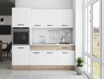 Bucatarie Sofia 200 cm, alb / sonoma, blat termic alb, corp cuptor incorporabil - imagine 2