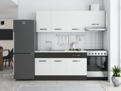 Bucatarie Sofia 200 cm, alb / wenge, blat termic alb, corp hota - imagine 2