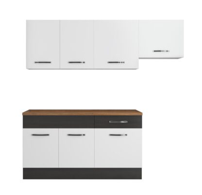 Bucatarie Sofia 200 cm, alb / wenge, blat termic nuc, corp hota - imagine 4
