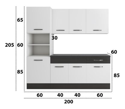Bucatarie Sofia 200 cm, alb / wenge, blat termic wenge, corp cuptor incorporabil - imagine 6