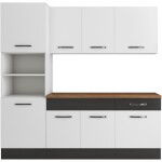 Bucatarie Sofia 200 cm, alb / wenge, blat termic nuc, corp cuptor incorporabil - imagine 5