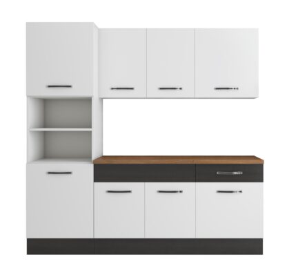 Bucatarie Sofia 200 cm, alb / wenge, blat termic nuc, corp cuptor incorporabil - imagine 5