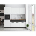 Bucatarie Sofia 200 cm, alb / wenge, blat termic nuc, corp cuptor incorporabil - imagine 2