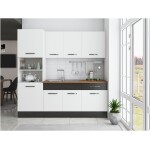 Bucatarie Sofia 200 cm, alb / wenge, blat termic nuc, corp cuptor incorporabil - imagine 4