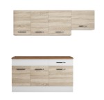 Bucatarie Sofia 200 cm, sonoma / alb, blat termic nuc, corp hota - imagine 4