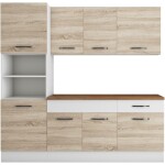 Bucatarie Sofia 200 cm, sonoma / alb, blat termic nuc, corp cuptor incorporabil - imagine 5