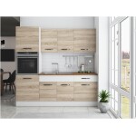Bucatarie Sofia 200 cm, sonoma / alb, blat termic nuc, corp cuptor incorporabil - imagine 2