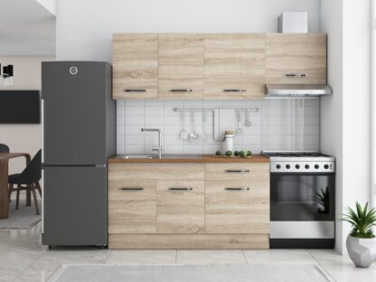 Bucatarie Sofia 200 cm, sonoma, blat termic nuc, corp hota - imagine 2