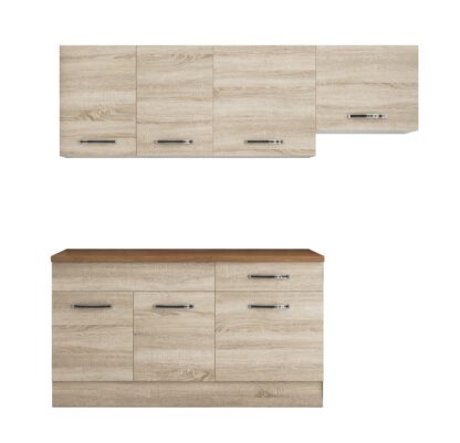 Bucatarie Sofia 200 cm, sonoma, blat termic nuc, corp hota - imagine 4