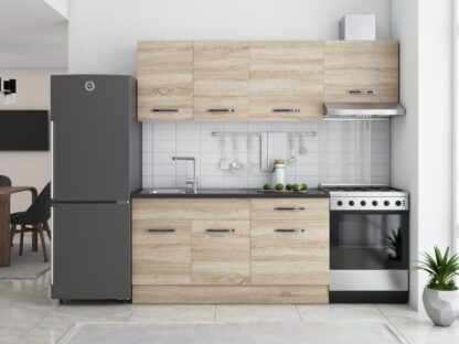 Bucatarie Sofia 200 cm, sonoma, blat termic wenge, corp hota - imagine 2