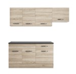 Bucatarie Sofia 200 cm, sonoma, blat termic wenge, corp hota - imagine 4