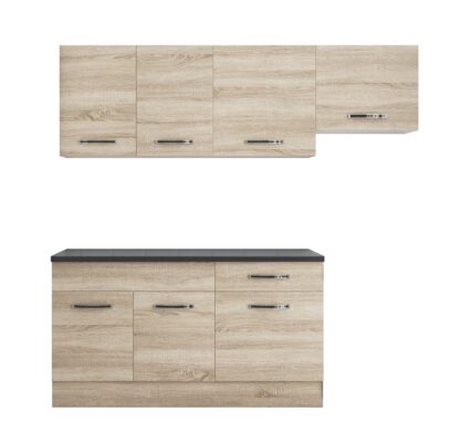 Bucatarie Sofia 200 cm, sonoma, blat termic wenge, corp hota - imagine 4