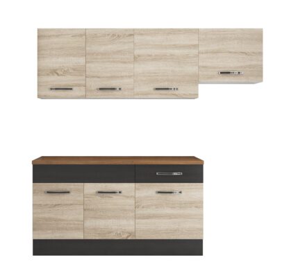Bucatarie Sofia 200 cm, sonoma / wenge, blat termic nuc, corp hota - imagine 4