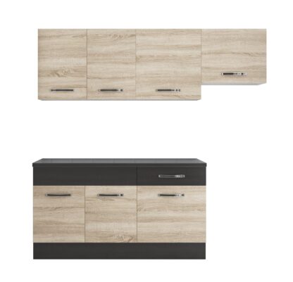 Bucatarie Sofia 200 cm, sonoma / wenge, blat termic wenge, corp hota - imagine 4