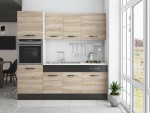 Bucatarie Sofia 200 cm, sonoma / wenge, blat termic alb, corp cuptor incorporabil - imagine 2