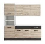 Bucatarie Sofia 200 cm, sonoma / wenge, blat termic alb, corp cuptor incorporabil - imagine 5
