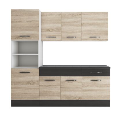 Bucatarie Sofia 200 cm, sonoma / wenge, blat termic wenge, corp cuptor incorporabil - imagine 5