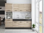 Bucatarie Sofia 200 cm, sonoma / wenge, blat termic alb, corp cuptor incorporabil - imagine 3