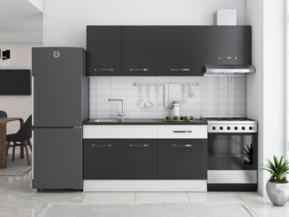 Bucatarie Sofia 200 cm, wenge / alb, blat termic wenge, corp hota - imagine 2