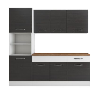 Bucatarie Sofia 200 cm, wenge / alb, blat termic nuc, corp cuptor incorporabil - imagine 5